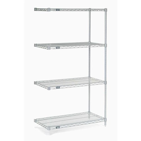 5 Tier Silver Epoxy Wire Shelving Add-On Unit, 42W X 24D X 74H